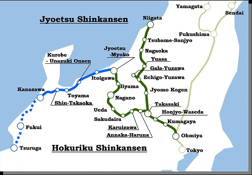 Jyoetsu Shinkansen & Hokuriku Shinkansen Map